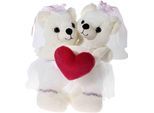 Kuscheltier HEUNEC "Hochzeitsbärenpaar Bärin & Bärin, weiß", rot (weiß, rot), Plüschfiguren, KinderH:30cm, Polyester, Kuscheltier, mit Regenbogen-Strumpfbändern, H:30cm