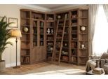Bibliothek OTTO HOME "Soeren - 7-tlg. Set: mit 1 Regal B 80 cm., 1 Regal B 40 cm, 1 Eckregal", dunkelbraun, B:204cm H:220cm T:29cm, Massivholz, Regale, Bibliothek, Inkl. 1 Vitrine,2 gerundeten Abschlussregalen und 1 Holzleiter,H220 cm