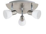 EGLO Deckenleuchte "Enea Deckenlampe, Deckenstrahler aus Metall und Glas, E14, Lampe", silber (silberfarben), 3, Ø 26,5cm, 1 Stk., Leuchten, Spot - Ø26,5 cm - nickel-matt - 3X40W exkl., Deckenleuchte