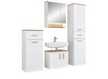 Badmöbel-Set SAPHIR "4-teilig, mit Soft-Close Türen", weiß (weiß, rivera eichefarben), B:150cm H:200cm T:32,5cm, Kastenmöbel-Sets, Badmöbel-Set
