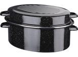 Bräter GSW "Allzweckbräter", schwarz, H:14cm, Töpfe, Bräter, schwerer Qualität, Deckel als Auflaufform verwendbar, Induktion, 32 cm