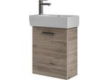 Badmöbel-Set SAPHIR "2-teilig, Keramikwaschtisch mit Waschtischunterschrank", sanremo eiche terra quer nachbildung, B:50cm H:63cm T:25cm, Kastenmöbel-Sets, Badmöbel-Set