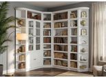 Bibliothek OTTO HOME "Soeren - 7-tlg. Set: mit 1 Regal B 80 cm., 1 Regal B 40 cm, 1 Eckregal", cremeweiß, B:204cm H:220cm T:29cm, Massivholz, Regale, Bibliothek, Inkl. 1 Vitrine,2 gerundeten Abschlussregalen und 1 Holzleiter,H220 cm