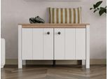 Schuhbank HOME AFFAIRE "Bedford, Schuhschrank, Schuhregal, Schuhtruhe, Schuhkommode, Sitzbank", opaque weiß, opaque weiß, B:85,5cm H:53,5cm T:40cm, Holzwerkstoff, MDF, Sitzbänke, Schuhbank, mit zwei Türen (dahinter zwei Fächer)