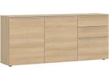 Kommode TOM TAILOR HOME, light oak, B:165cm H:74cm T:42cm, Holzwerkstoff, Melamin, Spanplatte, Sideboards, Kommode, Lowboard, Breite 165 cm,3 Türen,2 Schubladen, viel Stauraum