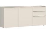 Kommode TOM TAILOR HOME, light taupe, B:165cm H:74cm T:42cm, Holzwerkstoff, Melamin, Spanplatte, Sideboards, Kommode, Lowboard, Breite 165 cm,3 Türen,2 Schubladen, viel Stauraum