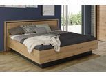 Bett FORTE "Trondheim, Belastbarkeit 250KG, Loft-Stil", schwarz (artisan eiche, schwarz eiche), B:198,4cm H:93cm L:208,8cm, Betten, Bett, melaminbeschichtet