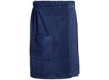 Sarong SCHIESSER "Saunakilt Turin für Herren in angesagter Reiskornoptik", blau (dunkelblau), Frottier, Hausmäntel, Sarong