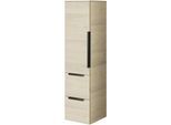 Midischrank SAPHIR "1 Drehtür und zwei Auszüge mit Soft-Close", polar pinie, B:30cm H:121cm T:33cm, Holzwerkstoff, Schränke, Midischrank