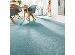 Teppichboden ANDIAMO "Verona, Velours, Gesamthöhe 6 mm, Luxusklasse LC2", blau (türkis), B:500cm L:200cm, Kunstfaser, Teppiche, Teppichboden, Uni Farben, Breite 400 cm oder 500 cm, strapazierfähig, pflegeleicht