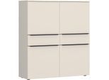 Hochkommode TOM TAILOR HOME, beige (light taupe), B:110cm H:126cm T:42cm, Holzwerkstoff, Melamin, Spanplatte, Sideboards, Hochkommode, Highboard, Breite 110 cm,4 Türen,2 Schubladen, viel Stauraum