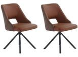 Drehstuhl JOCKENHÖFER GRUPPE "Milo (Set, 2 St.)", braun (schwarz, cognac), B:53cm H:86cm T:64cm, Stühle, Drehstuhl, Echtleder, inklusive Drehfunktion (360), bis 150kg belastbar