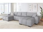 Wohnlandschaft HOME AFFAIRE "Bello U-Form, B: 347 cm", silbergrau, B:347cm, 100% Polyester, Sofas, Wohnlandschaft, Bettfunktion, Bettkasten & 2 Zierkissen, Federkern
