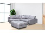 Ecksofa COLLECTION AB "Cannes L-Form, B: 215 cm", grau (hellgrau), B:215cm T:184cm, 100% Polyester, Sofas, Ecksofa, Set: Sofa & Hocker, 2 Zierkissen, Federkern