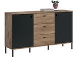 Sideboard HOME AFFAIRE "TREVERK, Breite: 154 cm, hochwertige MDF-Front schwarz tiefzieh", nox oak nachbildung, schwarz tiefzieh, B:154cm H:90cm T:41cm, Sideboards, Sideboard, Sideboard, Wohnzimmer, Esszimmer