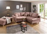 Ecksofa HOME AFFAIRE "Rice L-Form, B: 223 cm - OTTO. Verlässliche Qualität.", rosa (rosé), B:223cm H:47cm T:184cm, Luxus-Microfaser (100% Polyester);Struktur fein (100% Polyester);Microfaser PRIMABELLE (100% Polyester);Samtoptik (100% Polyester), Sofas, Ecksofa, Set: Sofa & Hocker, 3 Zierkissen, Federkern