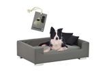 Rohrschneider Hundesofa mit Gratis-Beigabe, Hundecouch Kunstleder grau