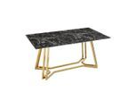 Mid.you , Schwarz, Goldfarben , Metall , Marmoroptik , rechteckig , 90x76x160 cm , Esszimmer, Esszimmertische, Esstische, Holztische, Esstische Holz