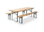Gardenson , Holz, Metall , Fichte, Kiefer , 220x78x50 cm , FSC Mix, Europäischer Sicherheitsstandard , Stuhl klappbar, Stauraum , Gartenmöbel, Gartenmöbel-Sets, Biertischgarnituren