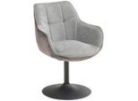 Livetastic Armlehnstuhl, Grau, Schwarz, Metall, Textil, rund, 63x87x64 cm, Sitzfläche 360° drehbar, Esszimmer, Stühle, Esszimmerstühle, Armlehnenstühle