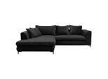 P & B , Schwarz , Textil , Füllung: Schaumstoff,Schaumstoff,Schaumstoff , Ottomane links, L-Form , 277x187 cm , Made in EU , Stoffauswahl, Rücken echt , Wohnzimmer, Sofas & Couches, Schlafsofas, Ecksofas mit Schlaffunktion