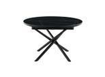 Mid.you , Schwarz , Metall , Marmoroptik , rund , 120x76x120-160 cm , ausziehbar , Esszimmer, Esszimmertische, Esstische, Holztische, Esstische Holz