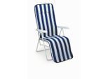 Gardenson , Blau, Weiß , Metall, Textil , 58x108x75 cm , FSC Mix, Europäischer Sicherheitsstandard , UV-beständig, Rückenlehne verstellbar , Gartenmöbel, Gartenliegen, Sonnenliegen