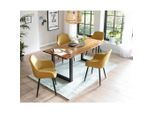 Mid.you , Gelb, Cognac , Holz, Metall, Textil , Akazie , massiv , rechteckig , 90x77x180 cm ,