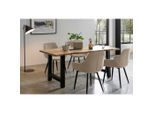 Mid.you , Naturfarben, Beige , Holz, Metall, Textil , Akazie , massiv , rechteckig , 90x76.5x180 cm ,