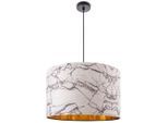 PACO HOME Pendelleuchte "Kraft 525", schwarz, 1, Ø 45,5cm H: 27cm, Leuchten, Deckenlampe Wohnzimmer Hängelampe Esszimmer Marmor Weiß E27, Pendelleuchte