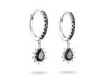 Paar Creolen THOMAS SABO "True Romance Ohrschmuck "Tropfen", schwarz (silberfarben, schwarz, kristallweiß, schwarz, kristallweiß), Ohrringe, Damen, Silber 925 (recycelt), mit Zirkonia (synth.)