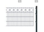 Doppelstabmattenzaun ARVOTEC "ESSENTIAL 80 zum Einbetonieren "Karo" mit Zierleiste", grau (anthrazit), H:80cm, Kunststoff, Stahl, Zaunelemente, Zaunhöhe 80 cm, Zaunlänge 2 - 60 m