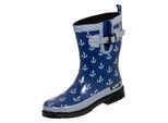 Gummistiefel BOCKSTIEGEL "Marleen", Damen, Gr. 42, blau (dunkelblau, multi), Obermaterial: 100% Naturkautschuk NaRubber., Schuhe Gummistiefel