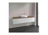Villeroy und Boch Antao Waschtisch-Unterschrank L36152GF mit Beleuchtung, 2 Auszüge, 1600 x 360 x 500 mm, Front mit Struktur, Glossy White Lacquer / Warm Walnut