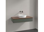 Villeroy und Boch Antao Waschtisch-Unterschrank K09012HL 100x19x50cm, Waschbeckenplattenfarbe warm walnut, leaf green matt lacquer