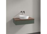 Villeroy und Boch Antao Waschtisch-Unterschrank K08112HL 80x19x50cm, Waschbeckenplattenfarbe warm walnut, leaf green matt lacquer