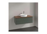 Villeroy und Boch Antao Waschtisch-Unterschrank K20112HL 100x36x50cm, Waschbeckenplattenfarbe warm walnut, leaf green matt lacquer