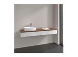 Villeroy und Boch Antao Waschtisch-Unterschrank L15152GF mit Beleuchtung, 2 Auszüge, 1600 x 190 x 500 mm, Front mit Struktur, Glossy White Lacquer / Warm Walnut