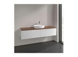 Villeroy und Boch Antao Waschtisch-Unterschrank L36112GF mit Beleuchtung, 2 Auszüge, 1600 x 360 x 500 mm, Front mit Struktur, Glossy White Lacquer / Warm Walnut