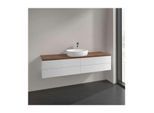 Villeroy und Boch Antao Waschtisch-Unterschrank L25112GF mit Beleuchtung, 4 Auszüge, 1600 x 360 x 500 mm, Front mit Struktur, Glossy White Lacquer / Warm Walnut