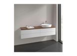 Villeroy und Boch Antao Waschtisch-Unterschrank L27152GF mit Beleuchtung, 4 Auszüge, 1600 x 360 x 500 mm, Front mit Struktur, Glossy White Lacquer / Warm Walnut