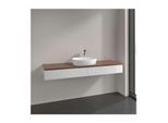 Villeroy und Boch Antao Waschtisch-Unterschrank L14012GF mit Beleuchtung, 2 Auszüge, 1600 x 190 x 500 mm, Front ohne Struktur, Glossy White Lacquer / Warm Walnut