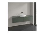 Villeroy und Boch Antao Waschtisch-Unterschrank L36150HL mit Beleuchtung, 2 Auszüge, 1600 x 360 x 500 mm, Front mit Struktur, Leaf Green Matt Lacquer / Leaf Green Matt Lacquer
