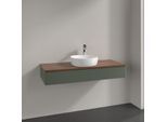 Villeroy und Boch Antao Waschtisch-Unterschrank K10052HL 120x19x50cm, Hahnloch, Waschbeckenplattenfarbe warm walnut, leaf green matt lacquer