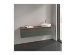 Villeroy und Boch Antao Waschtisch-Unterschrank K27052HL 160x36x50cm, Hahnloch, Waschbeckenplattenfarbe warm walnut, leaf green matt lacquer