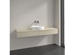 Villeroy und Boch Antao Waschtisch-Unterschrank L14150HJ mit Beleuchtung, 160x19x50cm, Hahnlochbohrung, Waschbeckenplattenfarbe Lack, silk grey matt lacquer