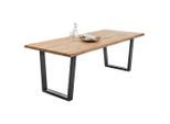 P & B , Schwarz, Eichefarben , Metall , Eiche , massiv , rechteckig , 100x75x220 cm , Esszimmer, Esszimmertische, Esstische, Holztische, Holztische massiv