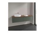 Villeroy und Boch Antao Waschtisch-Unterschrank K37152HL 160x36x50cm, Hahnlochbohrung, Waschbeckenplattenfarbe warm walnut, leaf green matt lacquer