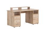 Mid.you , Wildeiche , Holzwerkstoff , 3 Schublade(n) Schubladen , rechteckig , 70x70.4x150 cm , Stauraum, Regal , Büromöbel, Schreibtische, Schreibtische