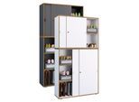 VCM Holz Büroschrank Ordner Aktenschrank Büromöbel Schrank Salia 5-fach Breite 100 cm Schiebetüren